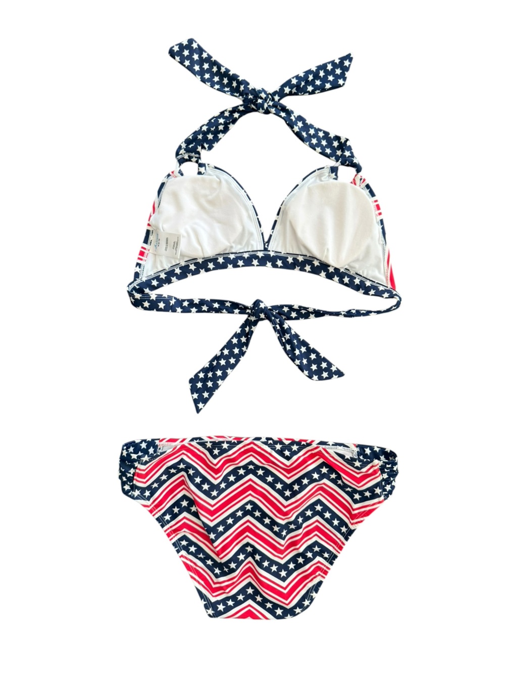 Catalina Patriotic Stars Stripes Low Rise Halter Bikini Navy Red Size Med 8/10 - Picture 12 of 16